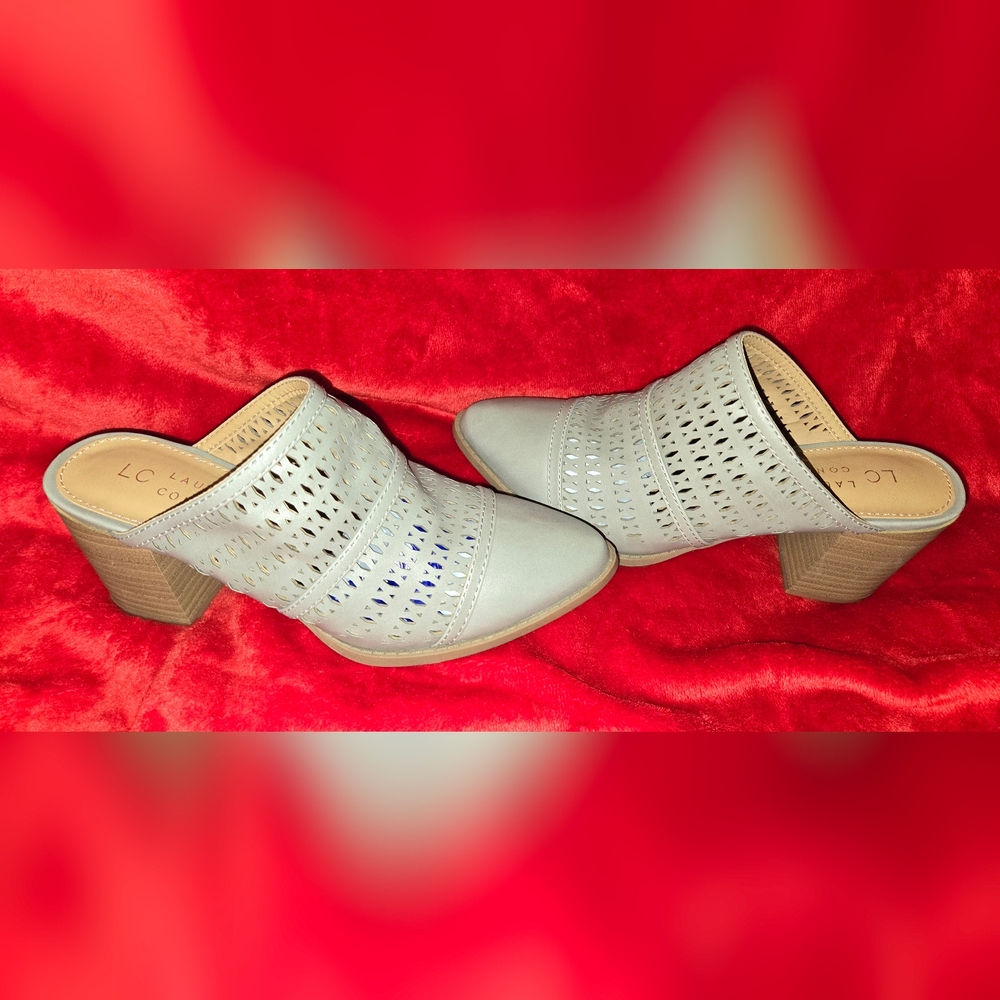 LC Lauren Conrad Grey Mule Ponderosa Cut Out Slip On